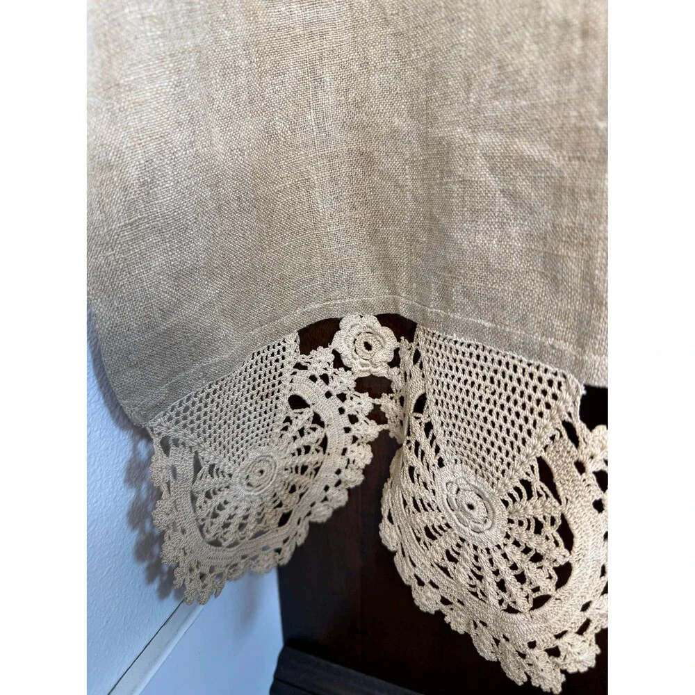 Vintage Crochet Table Runner, 75 Inch Floral Lace Dresser Scarf